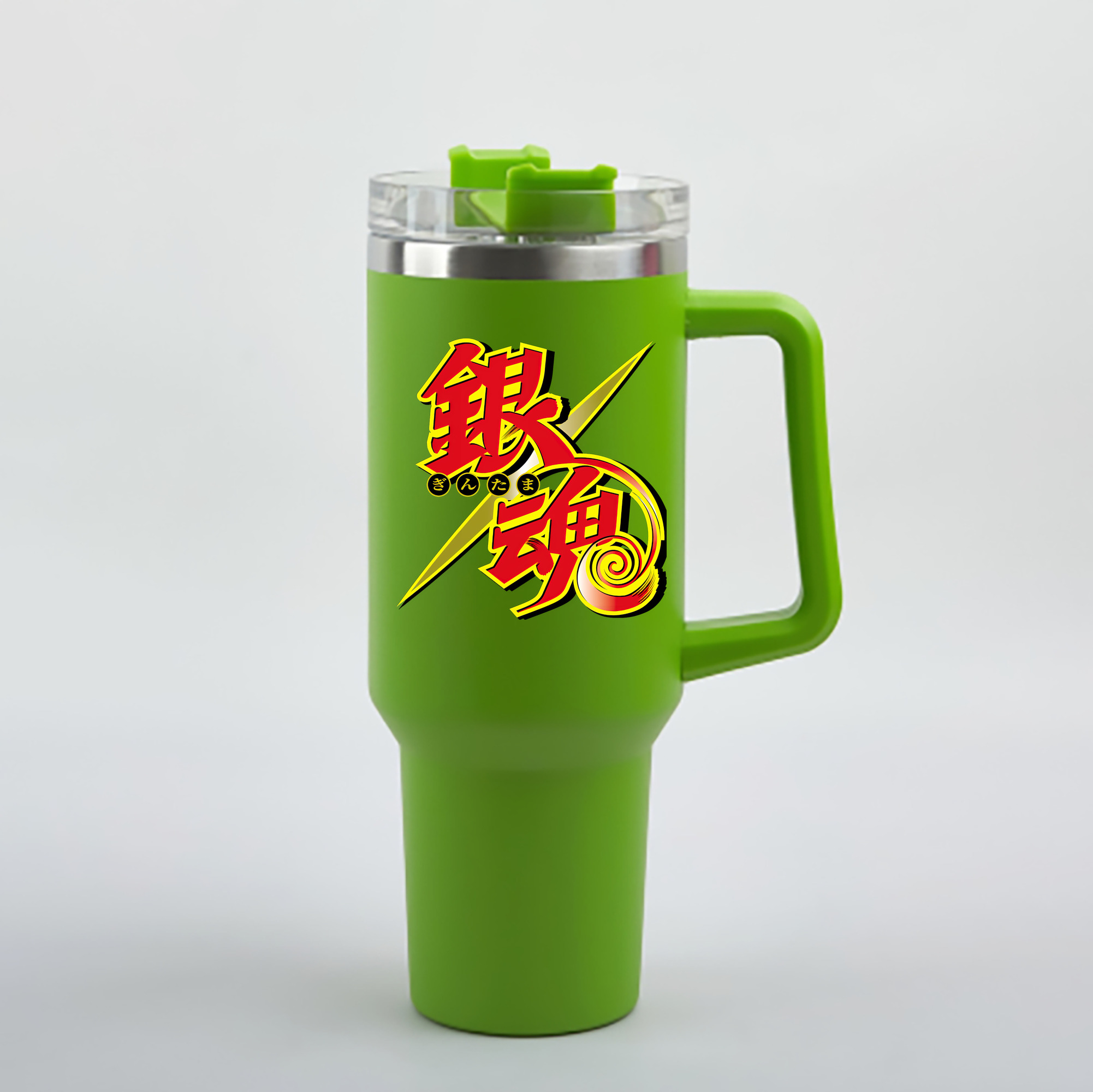 （画像用） ぎんたま 坂田銀時（さかたぎんとき） 神楽 志村新八（しむら しんぱち） GINTAMA Sakata Gintoki Kagura Shimura Shinpachi 1200mL車用タンブラー - クリスタルステッカー（プラスチックストロー付き）